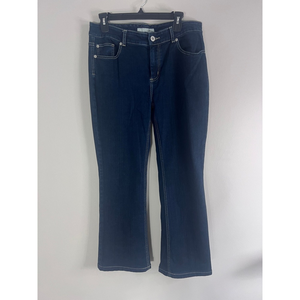 Chicos Platinum Dark Wash Straight Leg Jeans Size 0.5 Short Blue Denim Stretch